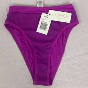 L*Space Bright Fuchsia Frenchi Bitsy Cut High Waist &Leg Bikini Bottom Small NWT